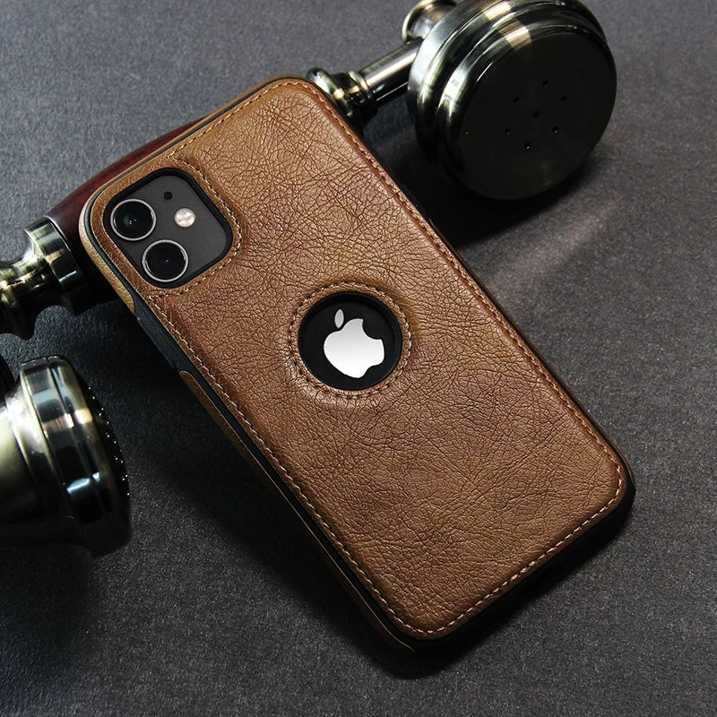 Funda para teléfono móvil, fundas para teléfonos móviles de cuero PU de alta calidad para iPhone 11, 12, 13, 14, 15 Pro Max X XR, funda negra de lujo para negocios