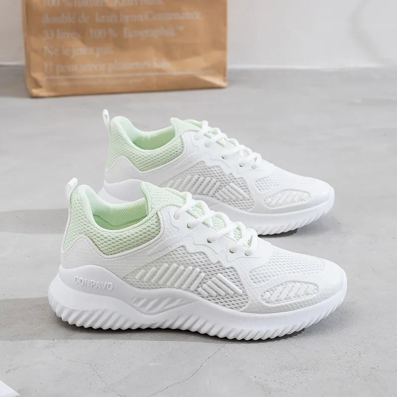 Summer New Ladies Sneakers Flat Mesh Comfortable Breathable Walking Jogging Style Casual Fashion Trend Shoes