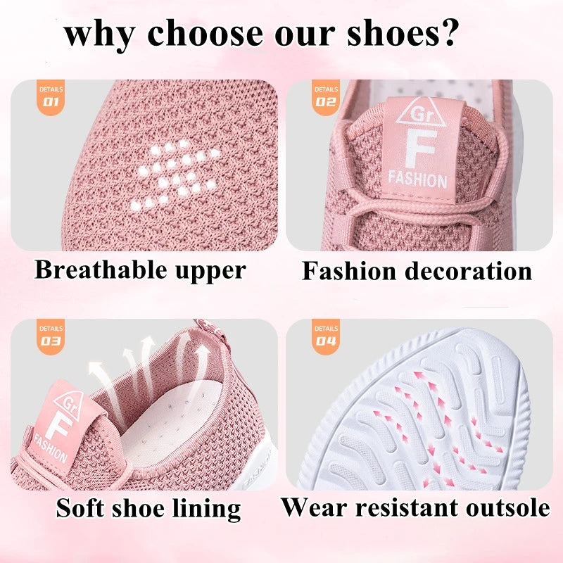 Women's Fashion Casual Sport Walking Sneakers Wholesale New Styles Disposable Breathable Flexible Tennis Shoes for Ladies