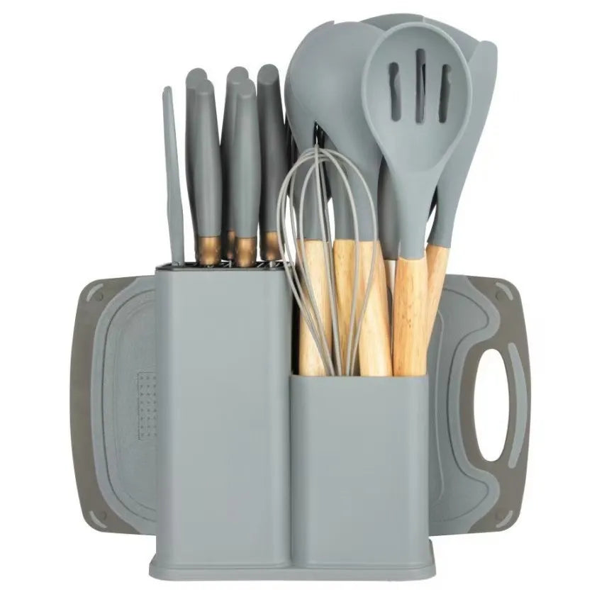 19-Piece Non-Stick Silicone Kitchen Utensil Set Including Knife Spoon Pan Cross-Border Ready Stock Cooking Tool Set