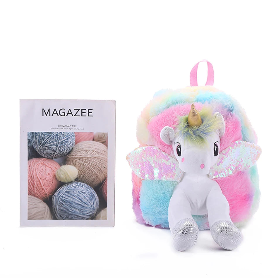 Mochila escolar de dibujos animados de unicornios para niñas, morral 3D de piel de viaje, bonito, regalo para niños