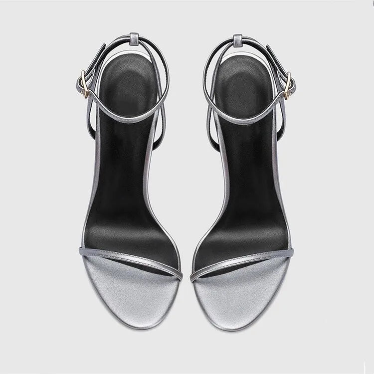 Zapatos De Muje Women's Stiletto Heels Sandals Silver Gold Pointed Toe Simple Design for Summer Autumn Winter Logo Upper