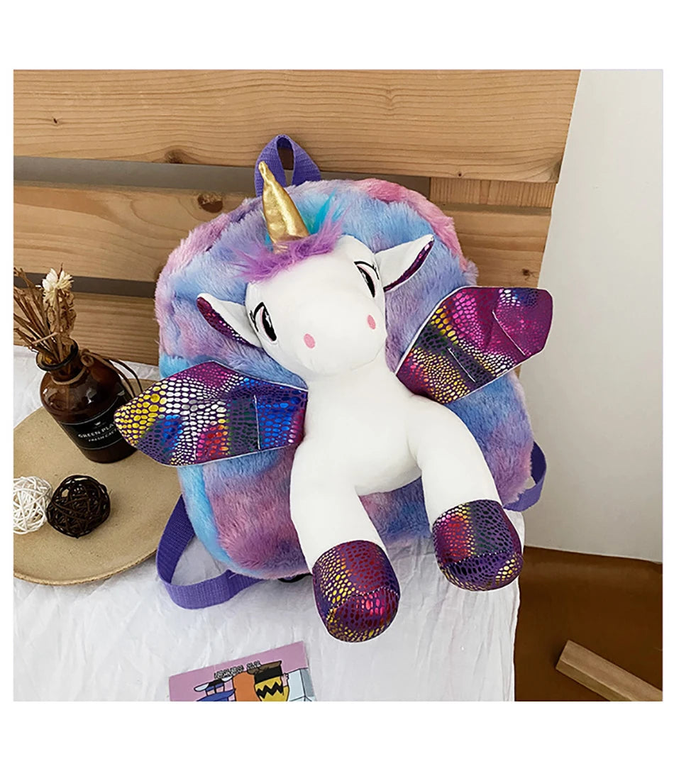 Mochila escolar de dibujos animados de unicornios para niñas, morral 3D de piel de viaje, bonito, regalo para niños