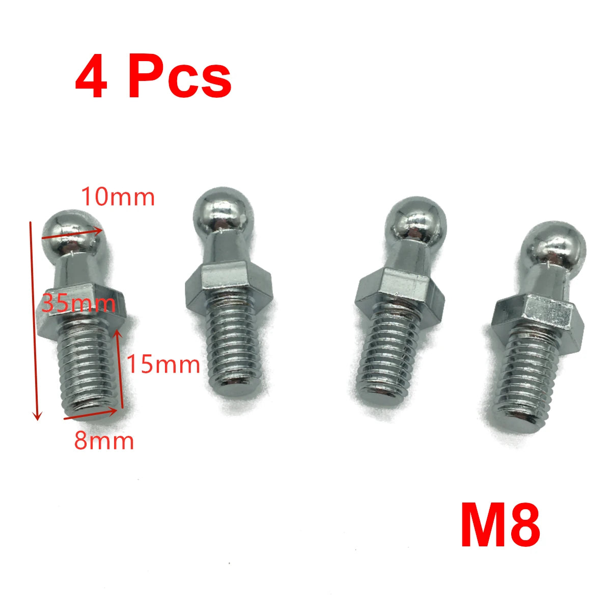 4 Uds 10mm M8/M6 capó de maletero de coche Universal conector de extremo de puntal de Gas tornillo de válvula de junta de pasador de bola
