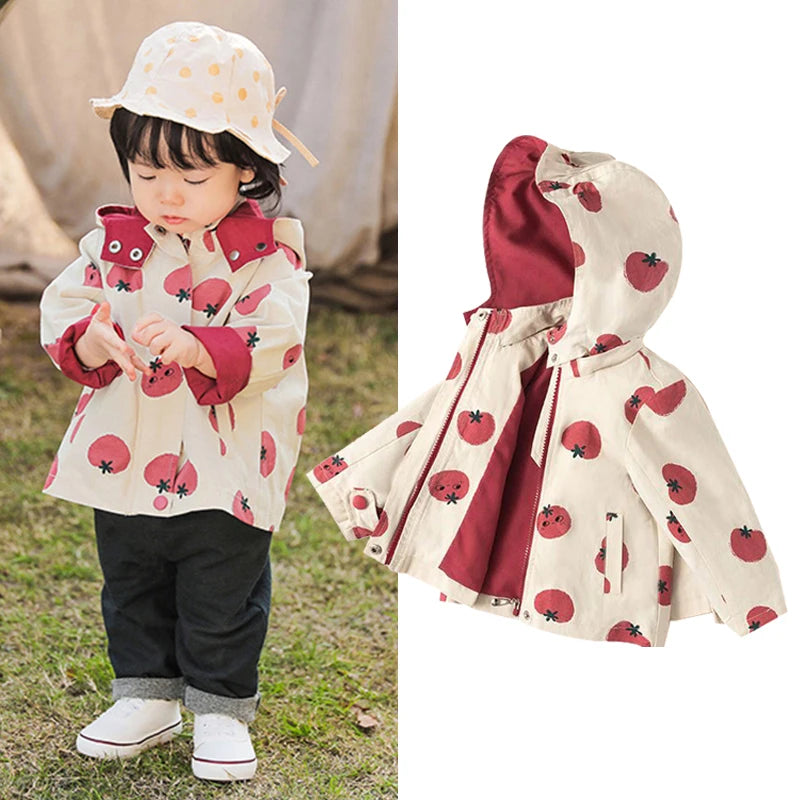 Abrigo cortavientos con estampado para niños y niñas, chaqueta con capucha, ropa de 1 a 7 años, novedad, primavera y otoño