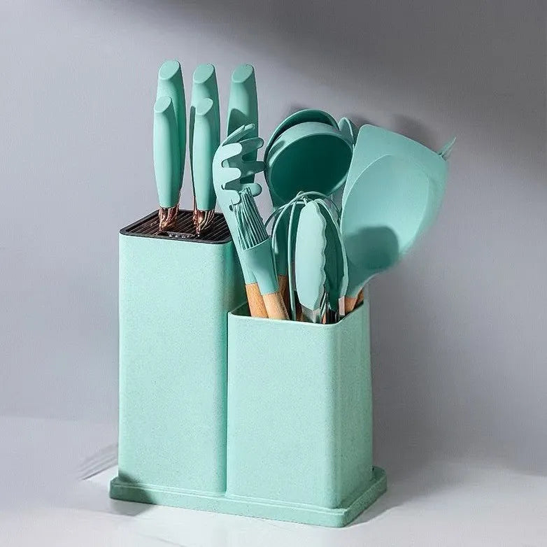 19-Piece Non-Stick Silicone Kitchen Utensil Set Including Knife Spoon Pan Cross-Border Ready Stock Cooking Tool Set