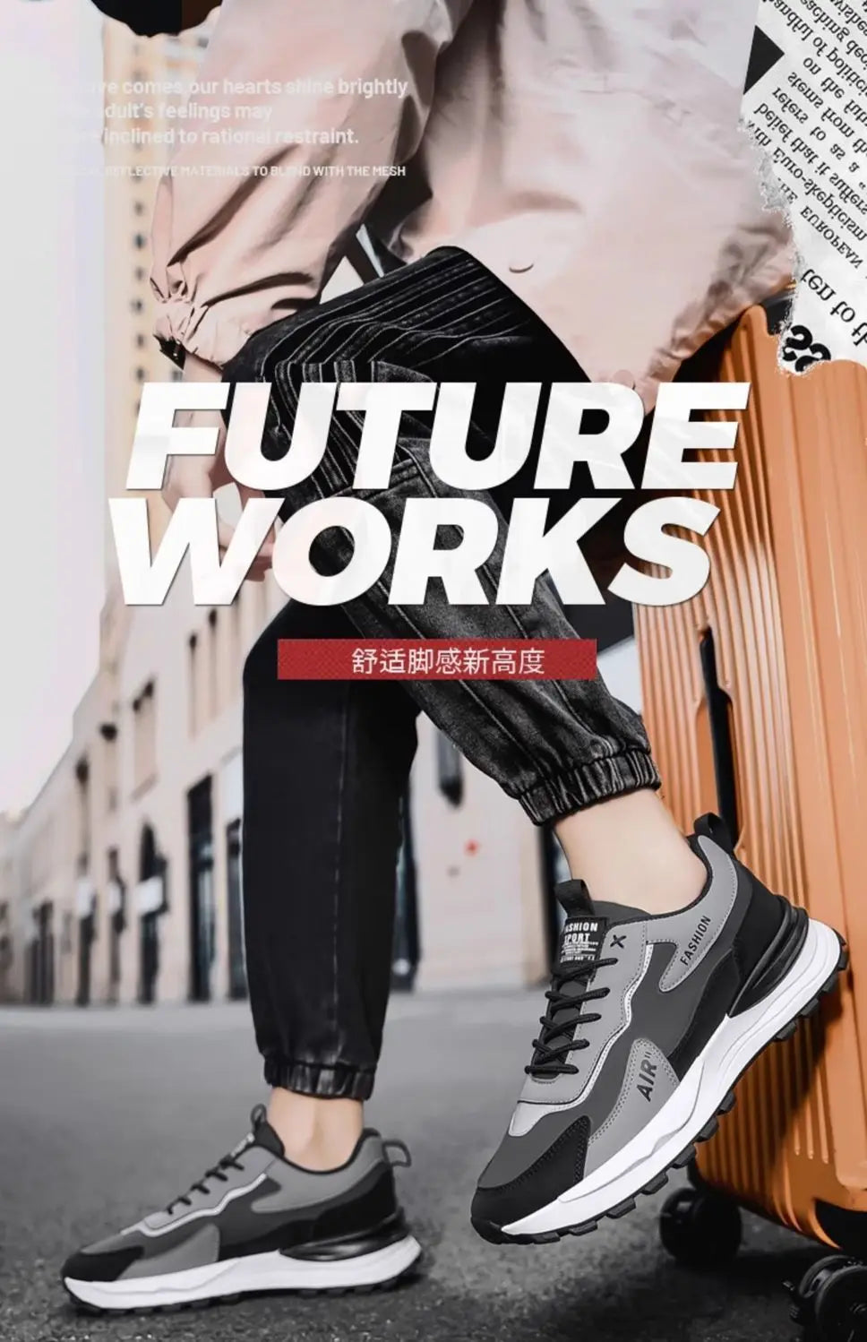 Men's Trendy Summer Sports Shoes Breathable Casual Running Skateboard Sneakers with Waterproof Thick Soled Walking Style