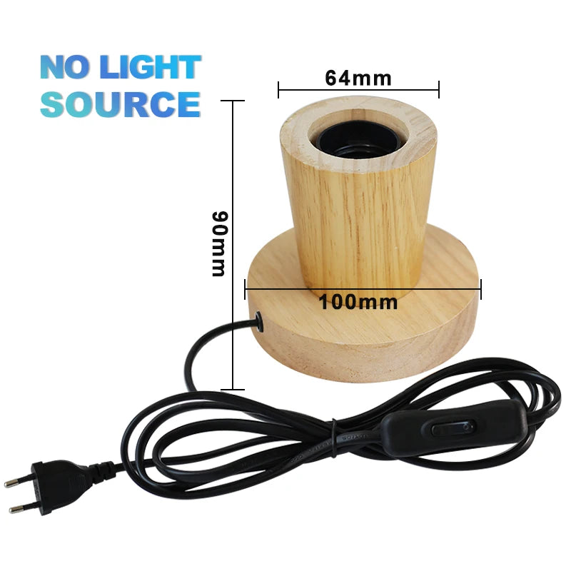 Lámpara de mesa de madera moderna Retro E27, luz decorativa para escritorio, lámparas de arte interior, decoración para sala de estar, dormitorio, mesita de noche, Base de luces para Bar, enchufe europeo