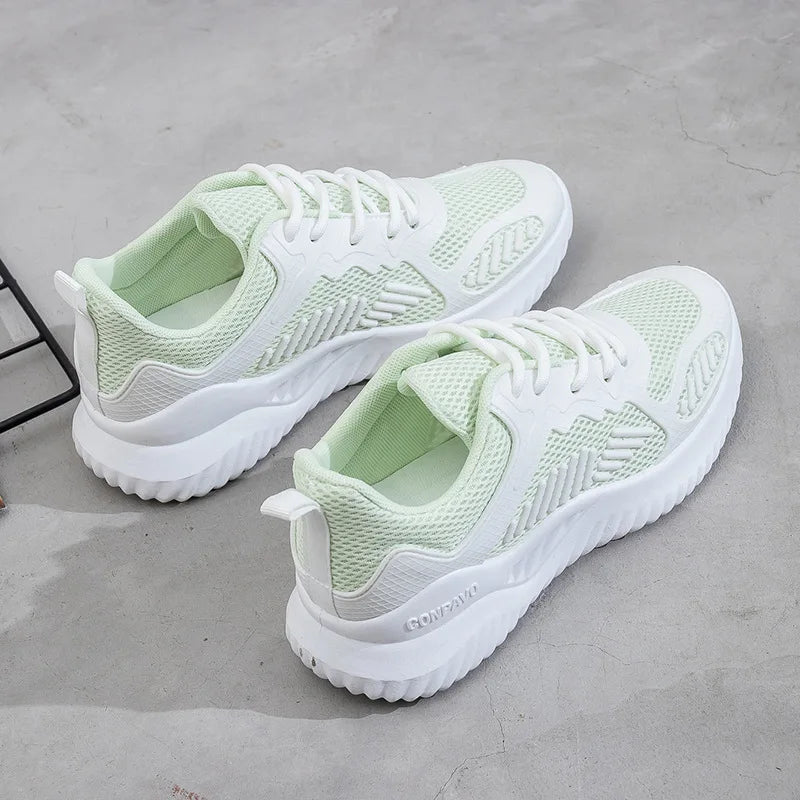 Summer New Ladies Sneakers Flat Mesh Comfortable Breathable Walking Jogging Style Casual Fashion Trend Shoes
