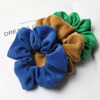 Cordón Scrunchie Otoño Invierno pana tela sólida Scrunchies conjunto bandas elásticas para el cabello moda Cola de Caballo lazo para el cabello cuerda sombreros 3PK