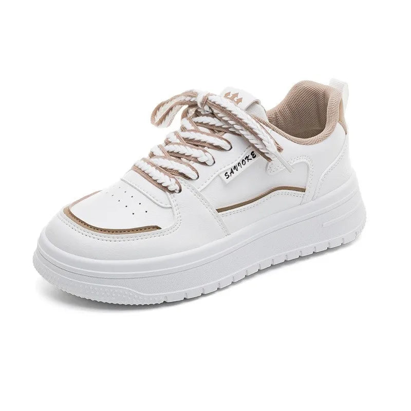 New White Shoes, Elevated Women's Shoes, Full Leather Comfortable Women's Board Shoes Women's Sports Shoes