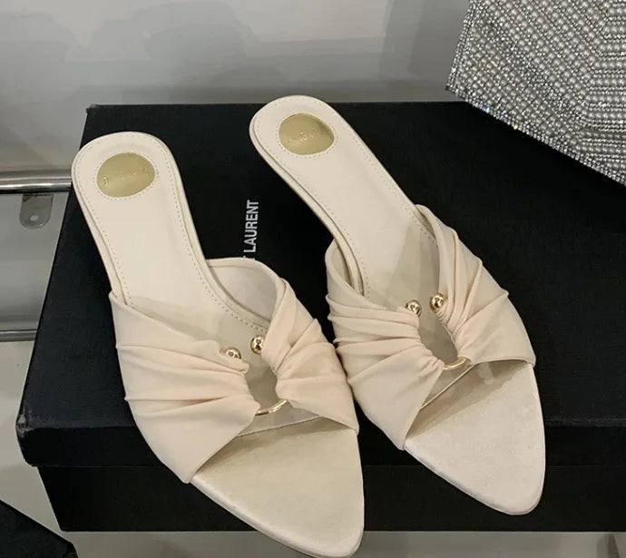 Designer Shoes  Elegant Open-toe  Non-slip  Unique Design  Women's Silk Spring/summer Party High Heels