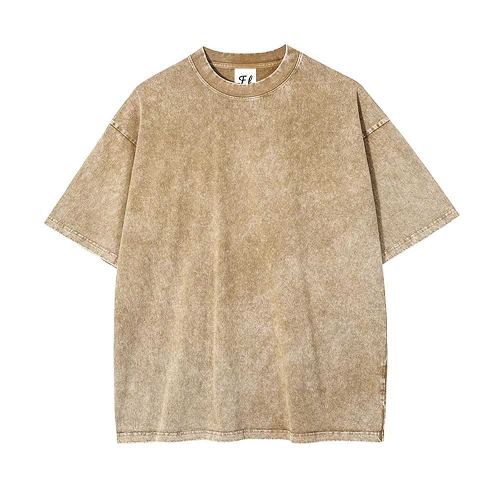 USA Warehouse 260G 260gsm Heavyweight Vintage Washed 100% Cotton Men T-Shirt Bulk