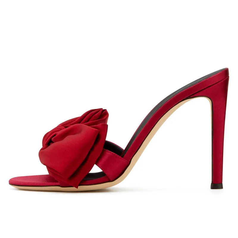 Large Size Sandalias Peep Toe Design Red Trendy Sandals Shoes Women Mules High Heels for Ladies