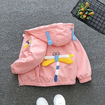 Chaqueta con capucha para niñas, abrigo cortavientos con cremallera, ropa para niños de 1, 2, 3, 4, 5 y 6 años, bonitos animales de dibujos animados, para primavera y otoño