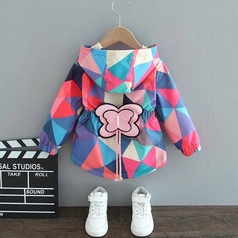 Chaqueta con capucha para niñas, abrigo cortavientos con cremallera, ropa para niños de 1, 2, 3, 4, 5 y 6 años, bonitos animales de dibujos animados, para primavera y otoño