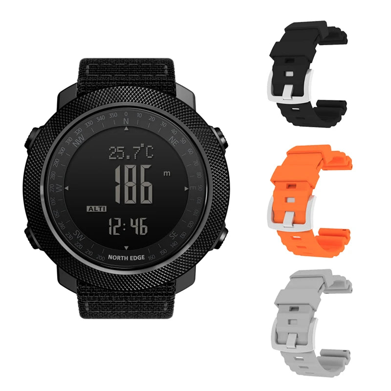 NORTH EDGE-reloj Digital deportivo para hombre, horas para correr, nadar, militar, altímetro, barómetro, brújula, resistente al agua, 50m