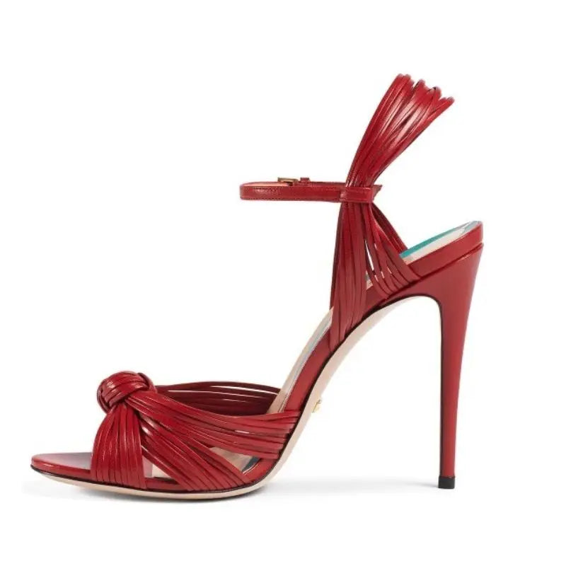Woven Braid Open Toe Mules Trending  Lace up Fashion Lady Shoes  Strappy Sepatu Heels for Women