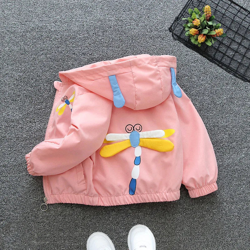 Chaqueta con capucha para niñas, abrigo cortavientos con cremallera, ropa para niños de 1, 2, 3, 4, 5 y 6 años, bonitos animales de dibujos animados, para primavera y otoño