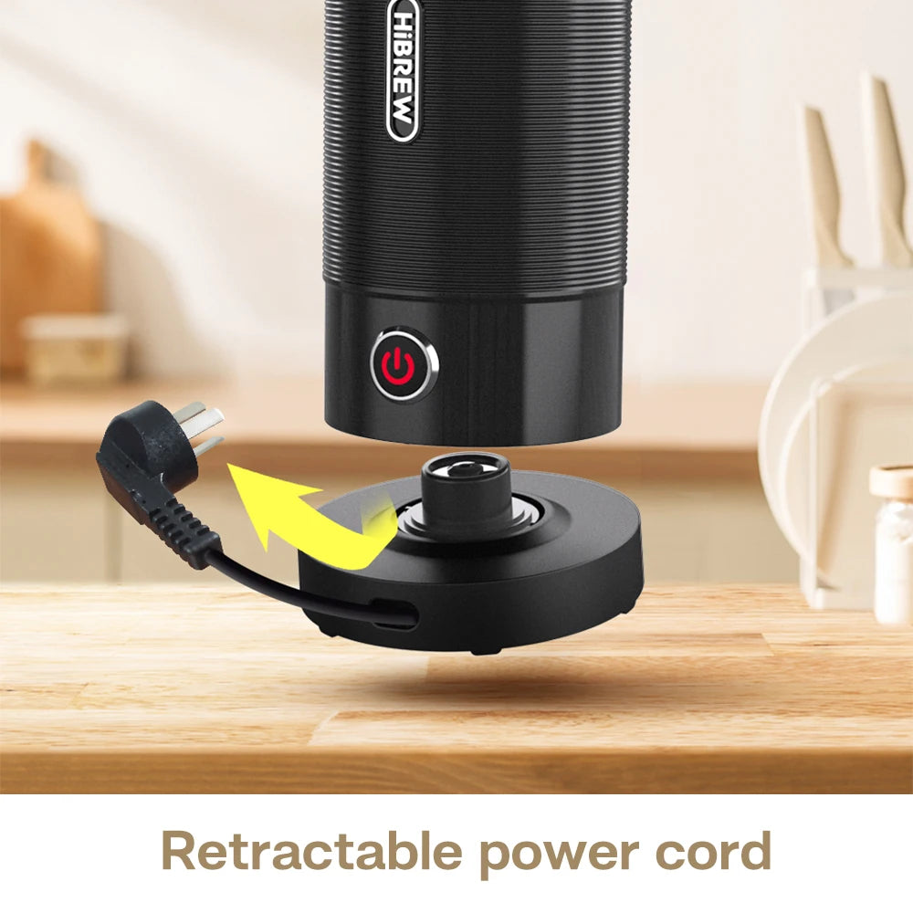 HiBREW Espumador de leche Espumador Mezclador de chocolate Latte frío/caliente Capuchino Calentador de leche completamente automático Cool Touch M1A