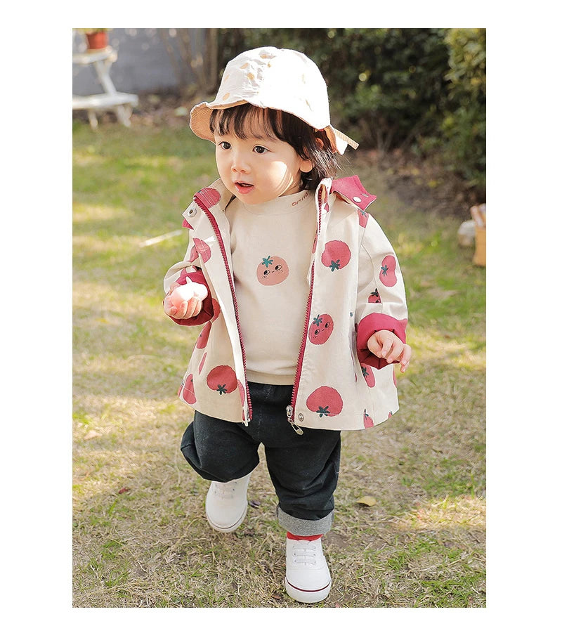 Abrigo cortavientos con estampado para niños y niñas, chaqueta con capucha, ropa de 1 a 7 años, novedad, primavera y otoño