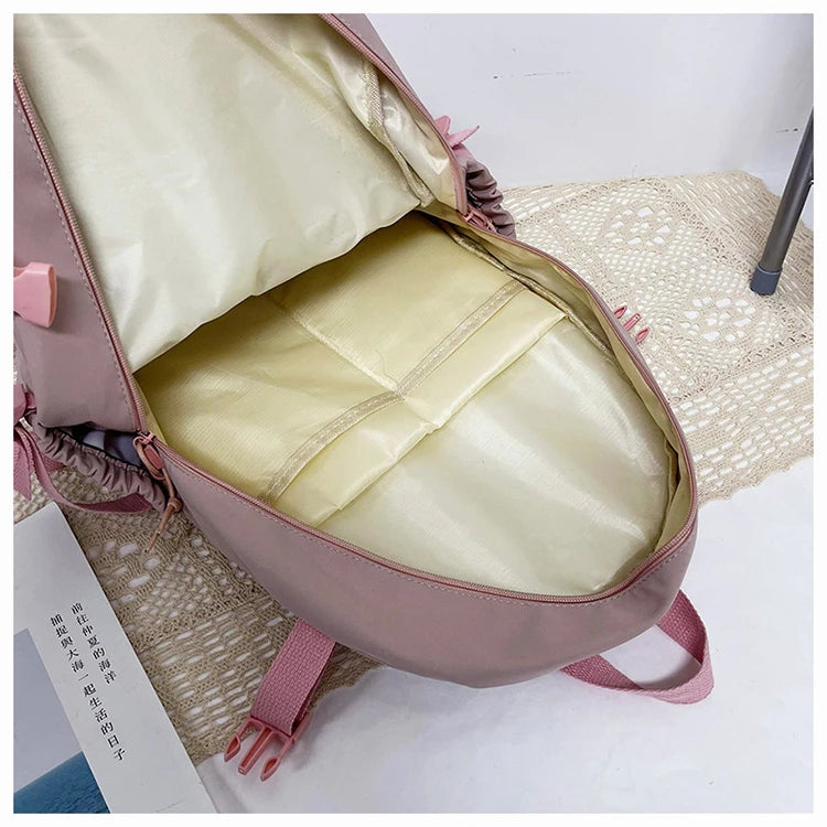 Mochila escolar de gran capacidad para niñas, bolso de mano para estudiantes, Kawaii, Patchwork
