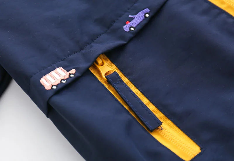 Abrigos de primavera y otoño para niños, chaquetas para niños, cortavientos con capucha y bolsillo, prendas de vestir exteriores con cremallera, ropa para bebés de 2 a 7 años