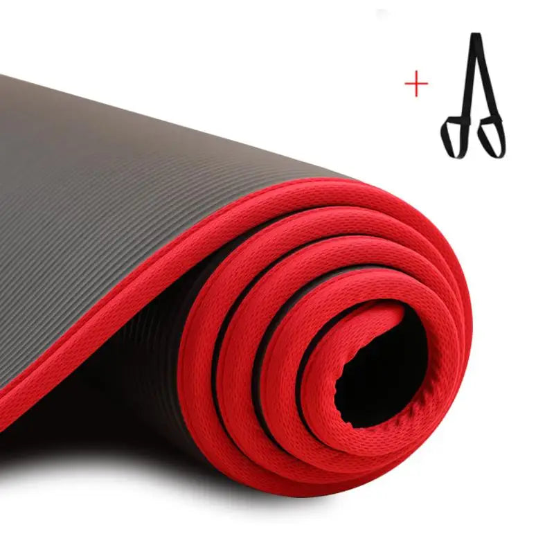 Esteras de Yoga Extra gruesas de 10MM, estera de ejercicio antideslizante NRB con vendajes, esteras de entrenamiento de gimnasia para Pilates insípidas, 183cm x 61cm
