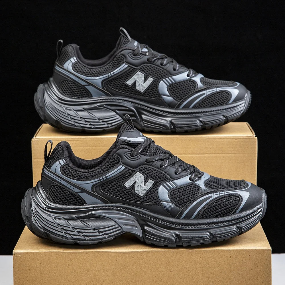 2025 New Dad Shoes Sports Casual Mesh Solid Spring Super Elastic Thick Sole Height Increasing Breathable Couple Running Shoes