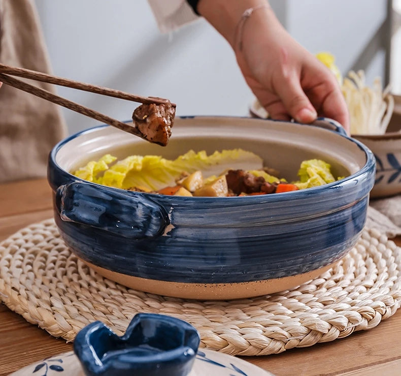 Cazuela de cerámica de estilo japonés, olla pequeña negra, cacerola de arcilla, utensilios de cocina para el hogar, suministros de cocina, olla para sopa, 1 Uds.