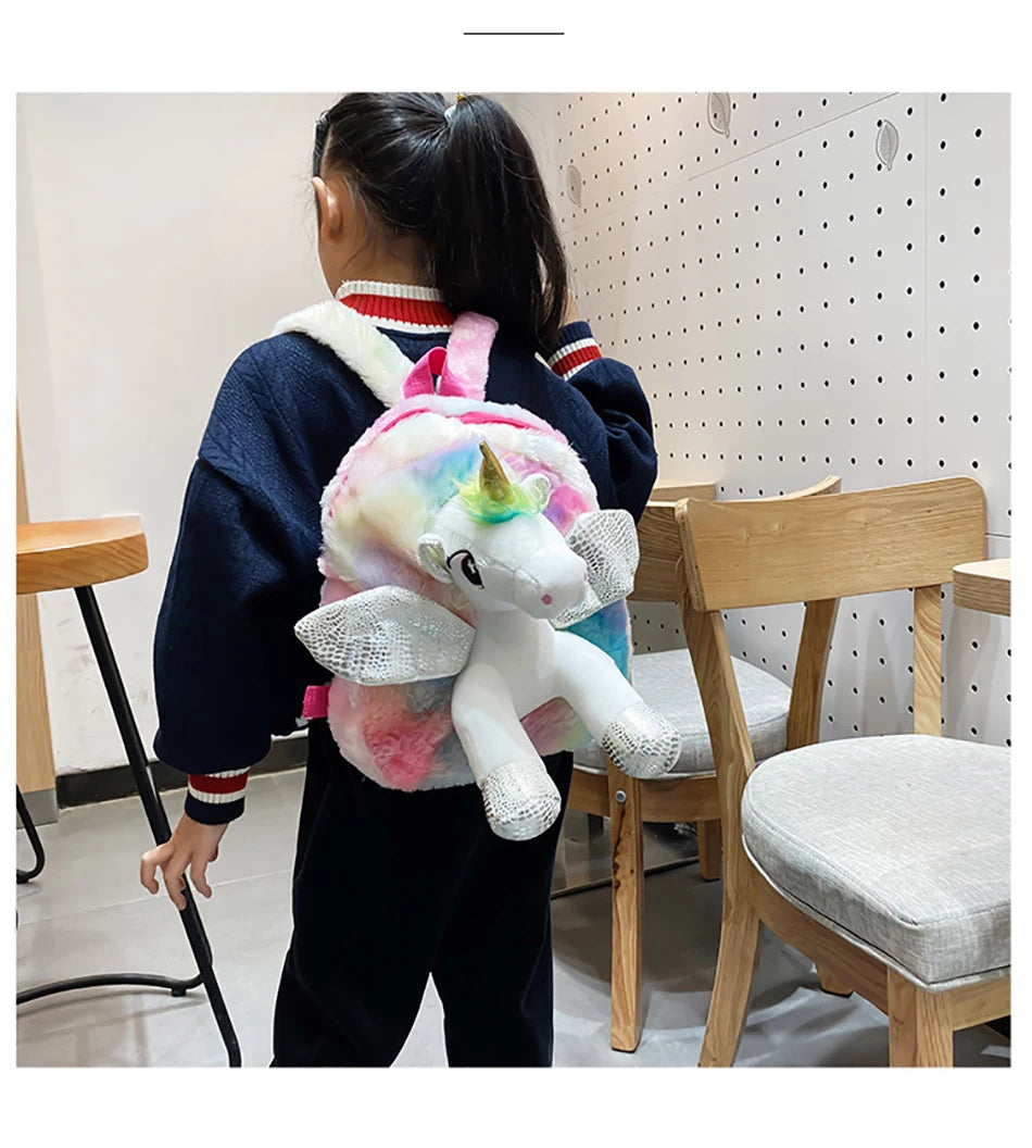 Mochila escolar de dibujos animados de unicornios para niñas, morral 3D de piel de viaje, bonito, regalo para niños
