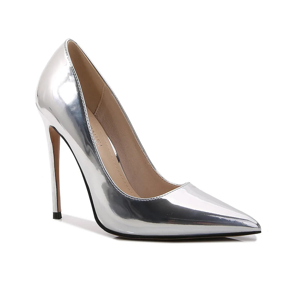 New Nightclub 12cm Pointed Toe Glitter Stripper Sexy Fetish Shoes Bride Full Dress Models Show Party Office Lady Fashion Elegant