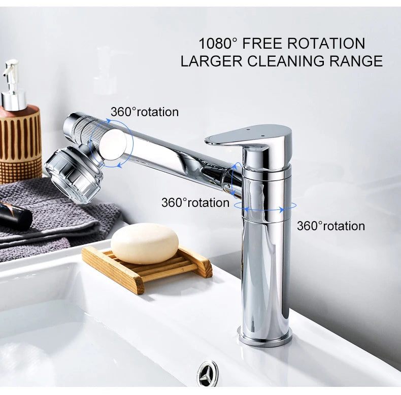 ELLEN-grifo multifunción para lavabo de baño, mezclador de agua fría y caliente, grúa de bronce antiguo, grifos de agua universales montados en cubierta EL13266