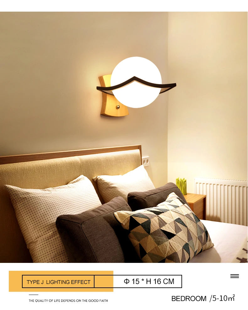 Lámparas de pared LED modernas, luces de madera para dormitorio, mesita de noche, escaleras, pasillo, aplique de iluminación montado Interior, accesorios de iluminación para decoración del hogar
