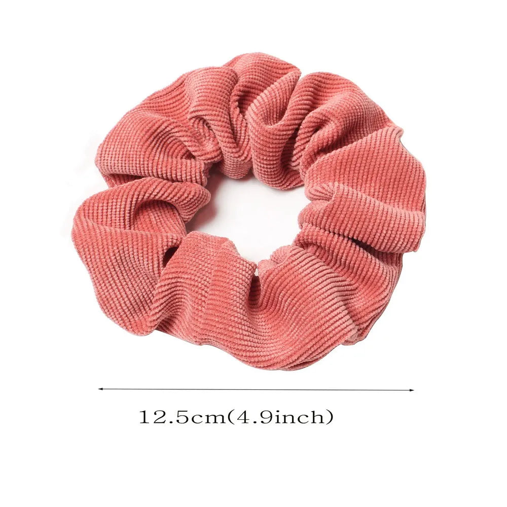 Cordón Scrunchie Otoño Invierno pana tela sólida Scrunchies conjunto bandas elásticas para el cabello moda Cola de Caballo lazo para el cabello cuerda sombreros 3PK