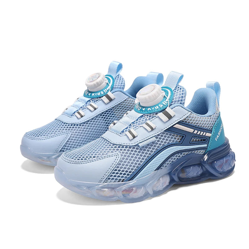 Hot Selling Girls' Student Casual Sports Shoes New Design Children's Walking Spinning Buckle Breathable Mesh Students Sports