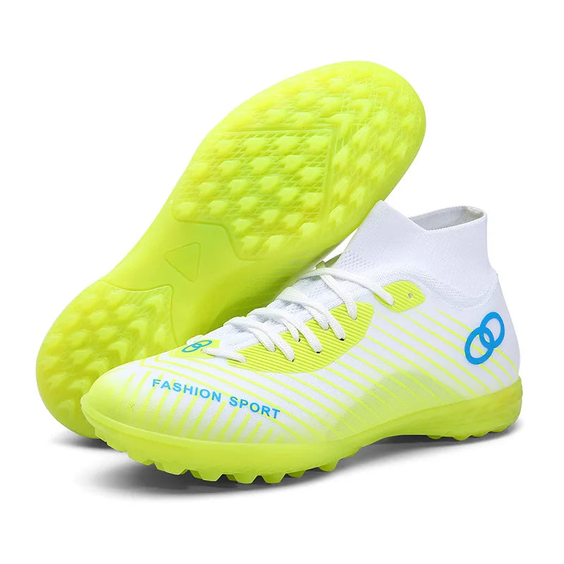 New High Top Football Shoes for Students Comfortable Turf Soccer Cleats Rubber Long Spike Broken Spike Boots for Training Games