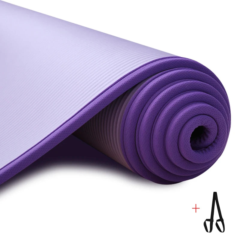 Esteras de Yoga Extra gruesas de 10MM, estera de ejercicio antideslizante NRB con vendajes, esteras de entrenamiento de gimnasia para Pilates insípidas, 183cm x 61cm