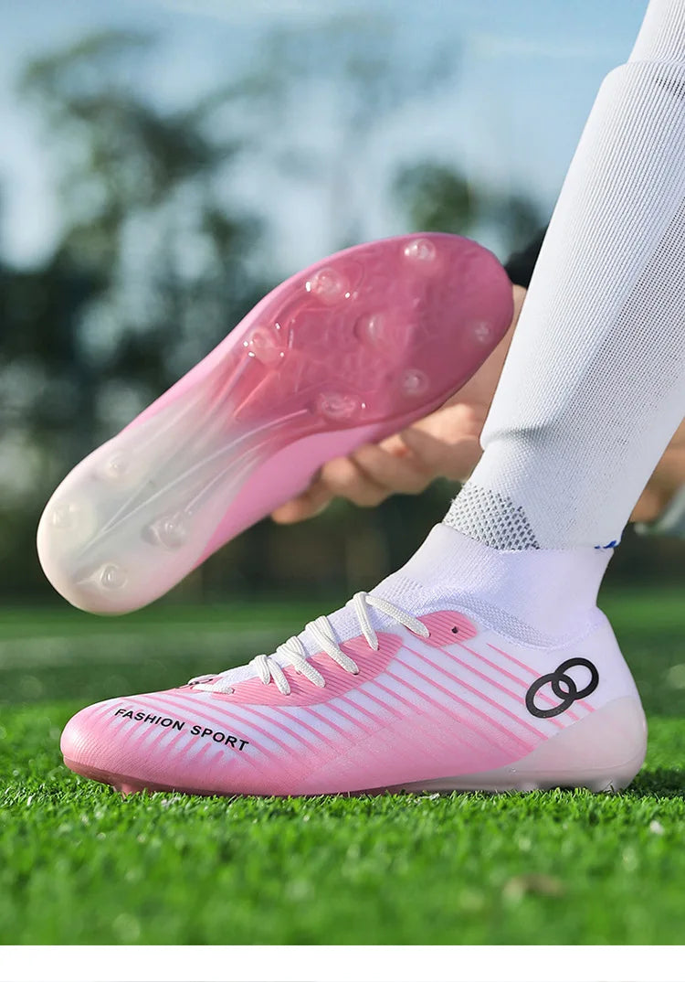 New High Top Football Shoes for Students Comfortable Turf Soccer Cleats Rubber Long Spike Broken Spike Boots for Training Games