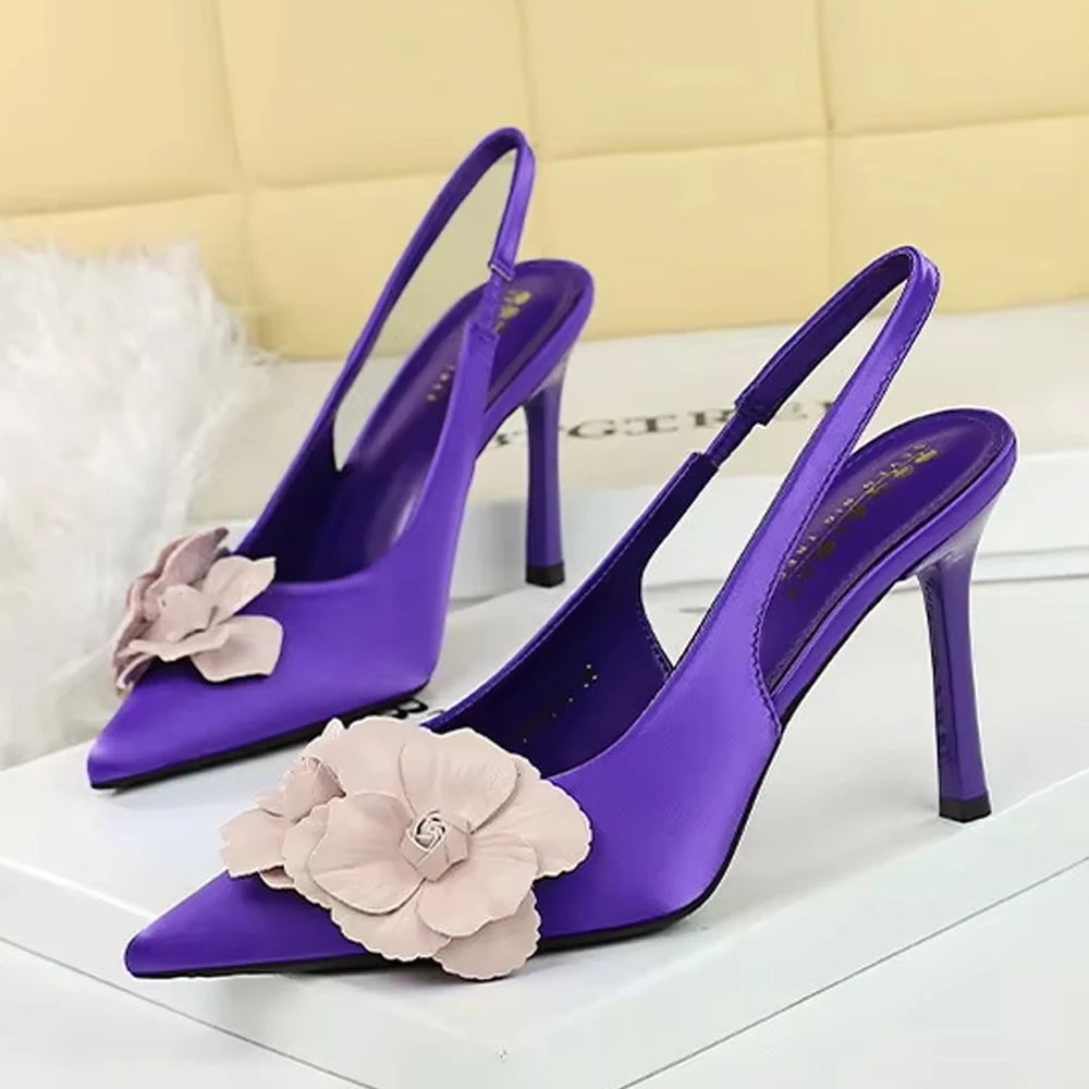 Chaussures Femme Fashion Point-toe Elegant Sandal PU Buckle Strap Thin High Heels Sandals Ladies Pageant Party Shoes