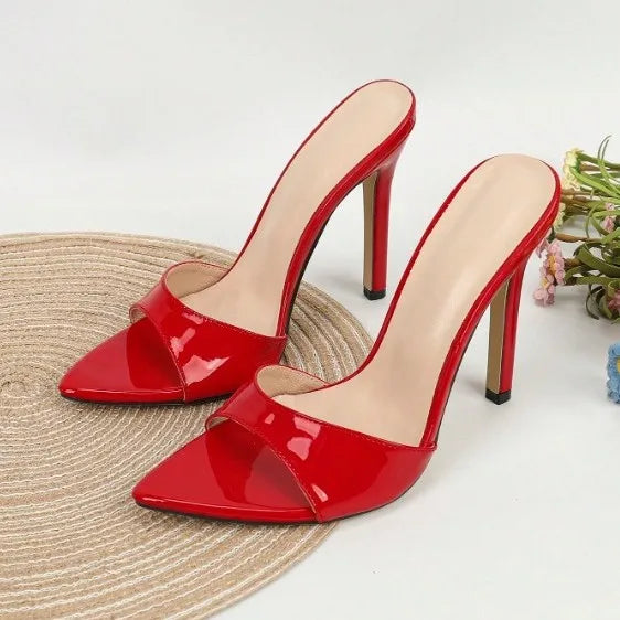 Women's Korean-Style Summer Open Toe Slides New High Heel Sandals Fashion Trend Thin Heel for Slippers for Outer Wear