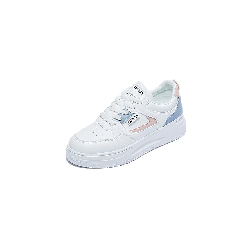 EACH Trendy Basic White Shoes Women 2023 Spring Autumn New Breathable Thick Bottom Board Shoes Women Students Sneakers