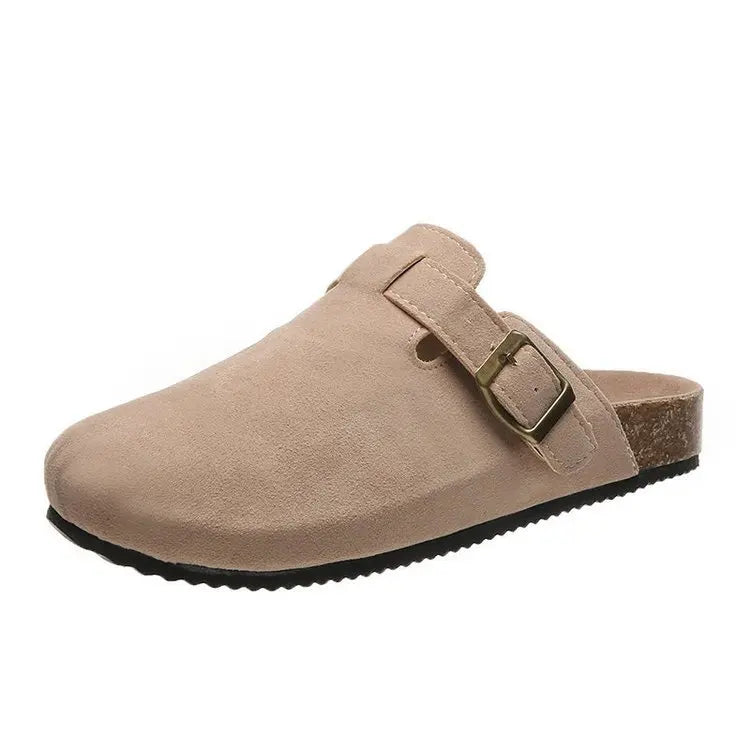 Custom Thick Sole Air Cushion Lightweight Summer Slippers Closed Toe Half Slipper Heightening Comfort Vintage Suede Sandals