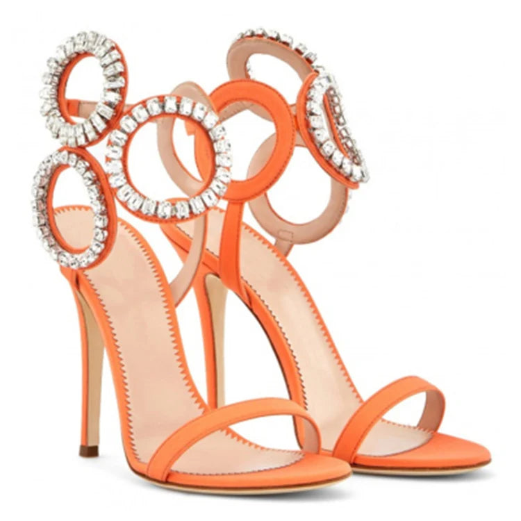 Nuevas Sandalias de punta estrecha de verano para mujer, zapatos de tacón súper alto con hebilla de diamantes de imitación, zapatos de moda para mujer, Sandalias para mujer