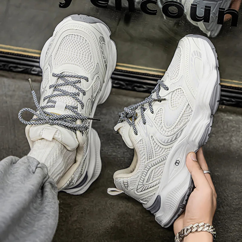 Men's Breathable Mesh Chunky Dad Shoes Thick Cushioned Sole Retro Casual Sneakers for Daily Streetwear
