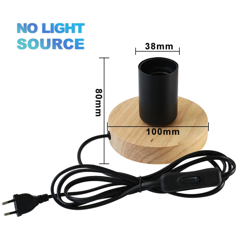Lámpara de mesa de madera moderna Retro E27, luz decorativa para escritorio, lámparas de arte interior, decoración para sala de estar, dormitorio, mesita de noche, Base de luces para Bar, enchufe europeo