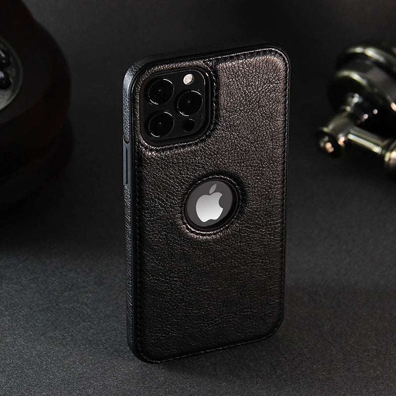 Funda para teléfono móvil, fundas para teléfonos móviles de cuero PU de alta calidad para iPhone 11, 12, 13, 14, 15 Pro Max X XR, funda negra de lujo para negocios