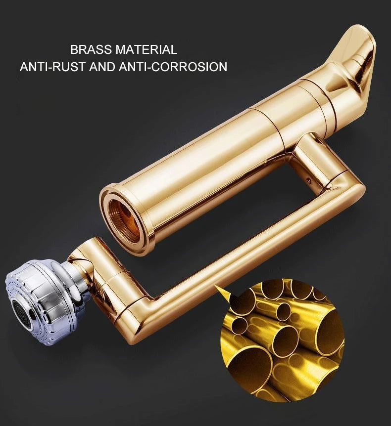 ELLEN-grifo multifunción para lavabo de baño, mezclador de agua fría y caliente, grúa de bronce antiguo, grifos de agua universales montados en cubierta EL13266