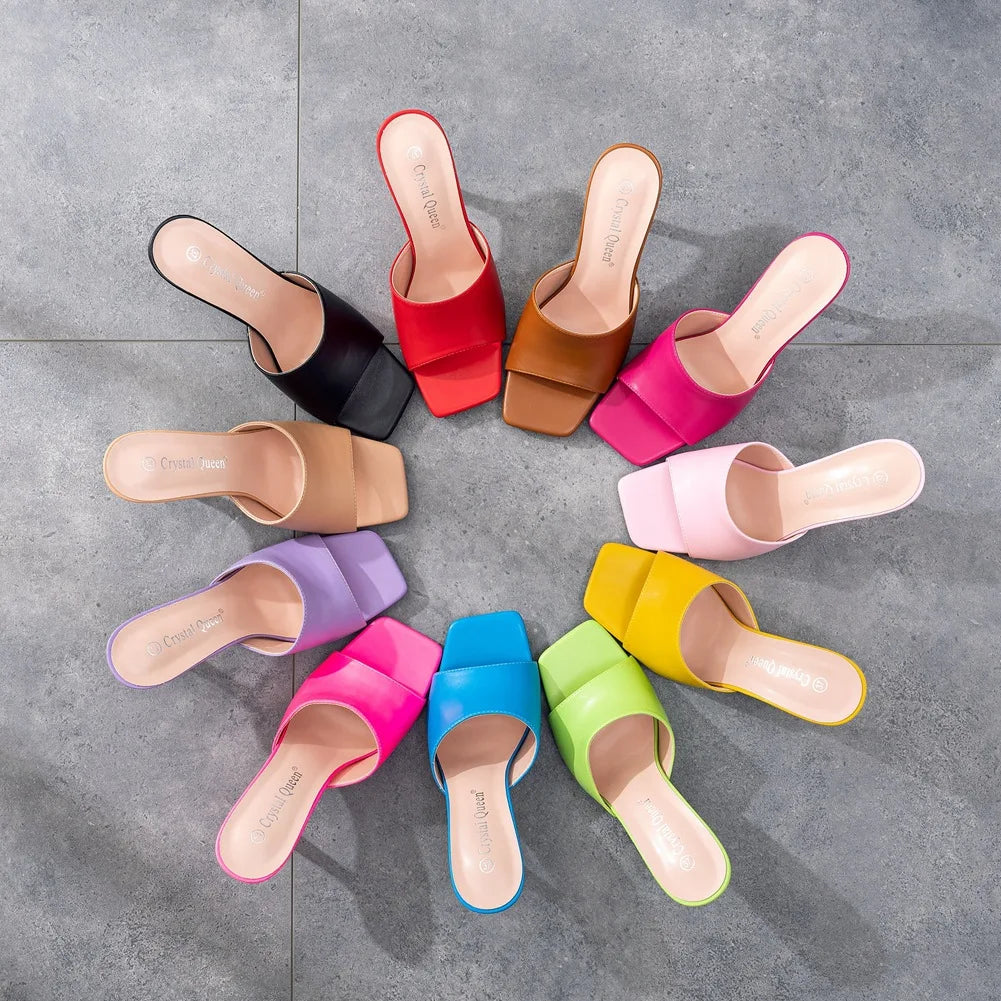 New Women's Adult 9cm square Toe High Heeled Sandals slippers Wine Glass Heel Temperament Pearl Beaded Women's Shoes Fish Mouth