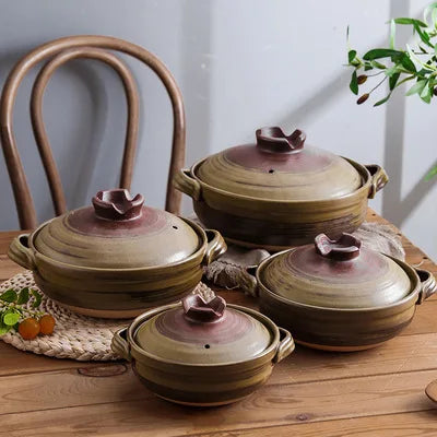 Cazuela de cerámica de estilo japonés, olla pequeña negra, cacerola de arcilla, utensilios de cocina para el hogar, suministros de cocina, olla para sopa, 1 Uds.
